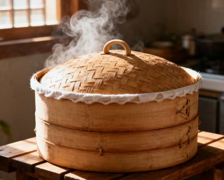 food steamer (usu made of bamboo)