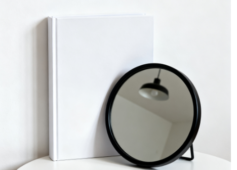 Storage books. convex mirrors